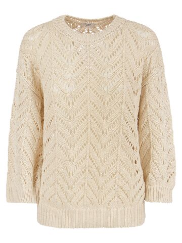 Peserico Cotton Yarn Sweater With Sequins in sand