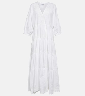 juliet dunn embroidered cotton poplin maxi dress in white