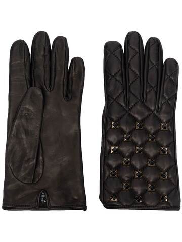 philipp plein stud-detail quilted leather gloves - black