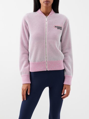 missoni - logo-embroidered cotton-blend track jacket - womens - light pink