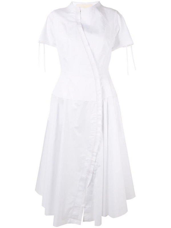 Aganovich flared shirt dress in white