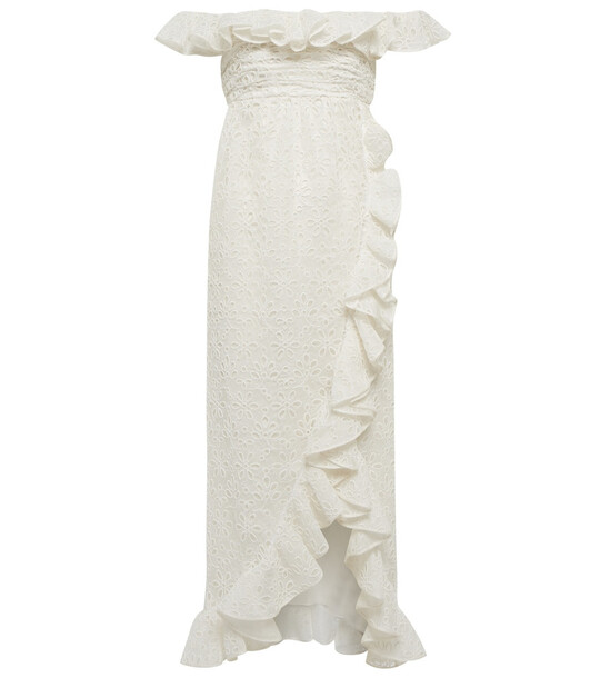 GIAMBATTISTA VALLI Broderie anglaise cotton-blend dress in white