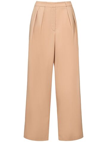 the frankie shop tansy pleated twill wool blend pants in beige