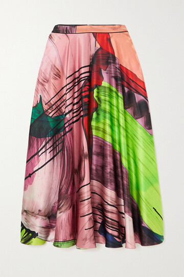roksanda - ambrosia printed silk-satin midi skirt - pink