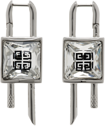 givenchy silver mini lock crystal earrings