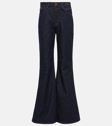 chloe mid-rise flared jeans in blue