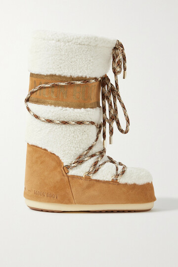 moon boot - lab69 icon shearling and suede snow boots - brown