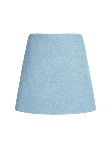 GANNI Wool Twill Mini Skirt in blue
