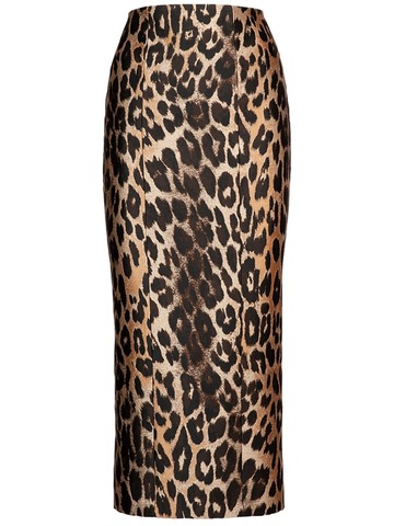 balmain leopard print pencil midi skirt