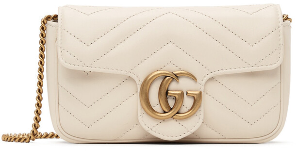 Gucci White Super Mini GG Marmont Bag