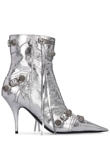 BALENCIAGA 90mm Cagole Leather Ankle Boots in silver
