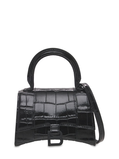 BALENCIAGA Mini Hourglass Cocco Print Leather Bag in black