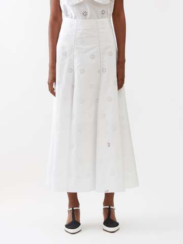 Chloé Chloé - Embroidered Poplin Skirt - Womens - White