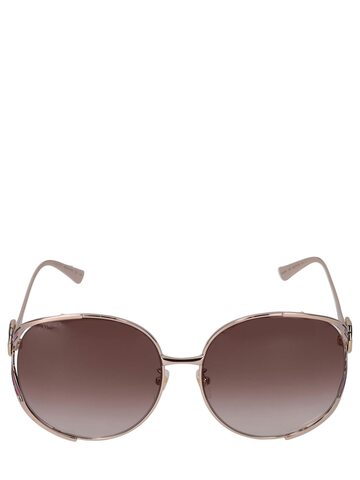 GUCCI Gg0225s Round Metal Frame Sunglasses in brown / gold