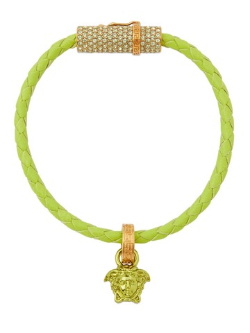 VERSACE Medusa Charm Leather Bracelet in green