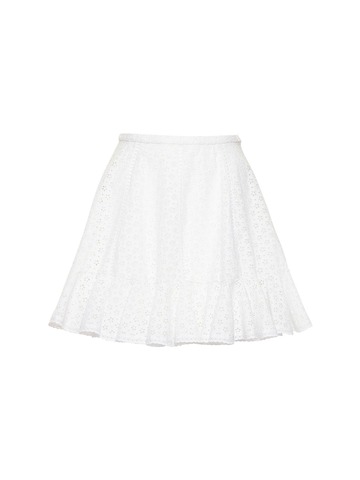 philosophy di lorenzo serafini embroidered cotton blend mini skirt in white