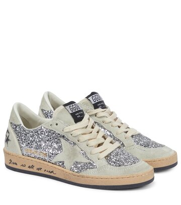 Golden Goose Ball Star suede sneakers in silver