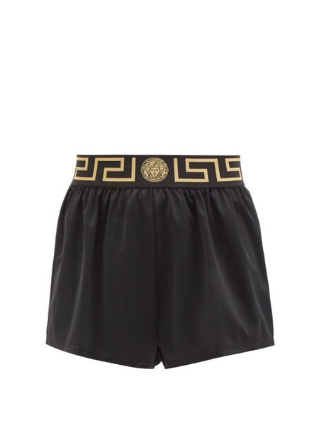 Versace - Logo-jacquard Jersey Shorts - Womens - Black Gold