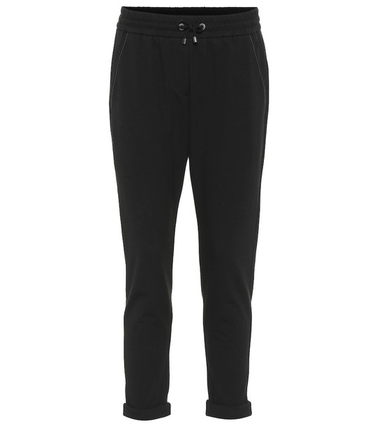 Brunello Cucinelli Stretch-cotton sweatpants in black