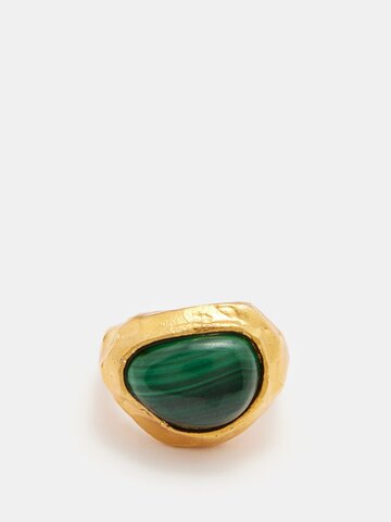 alighieri - the mountain rising malachite & gold-plated ring - womens - gold green