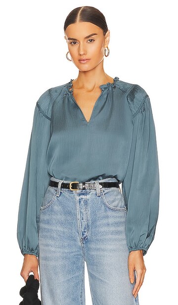 1. state ruched detail raglan top in blue