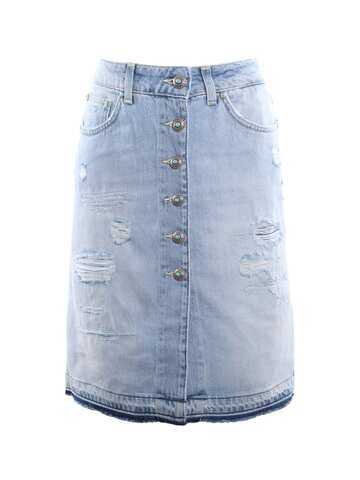 Dondup Longuette Skirt In Cotton Denim in blue