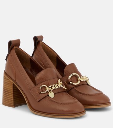 see by chloe see by chloé aryel leather loafer pumps in brown