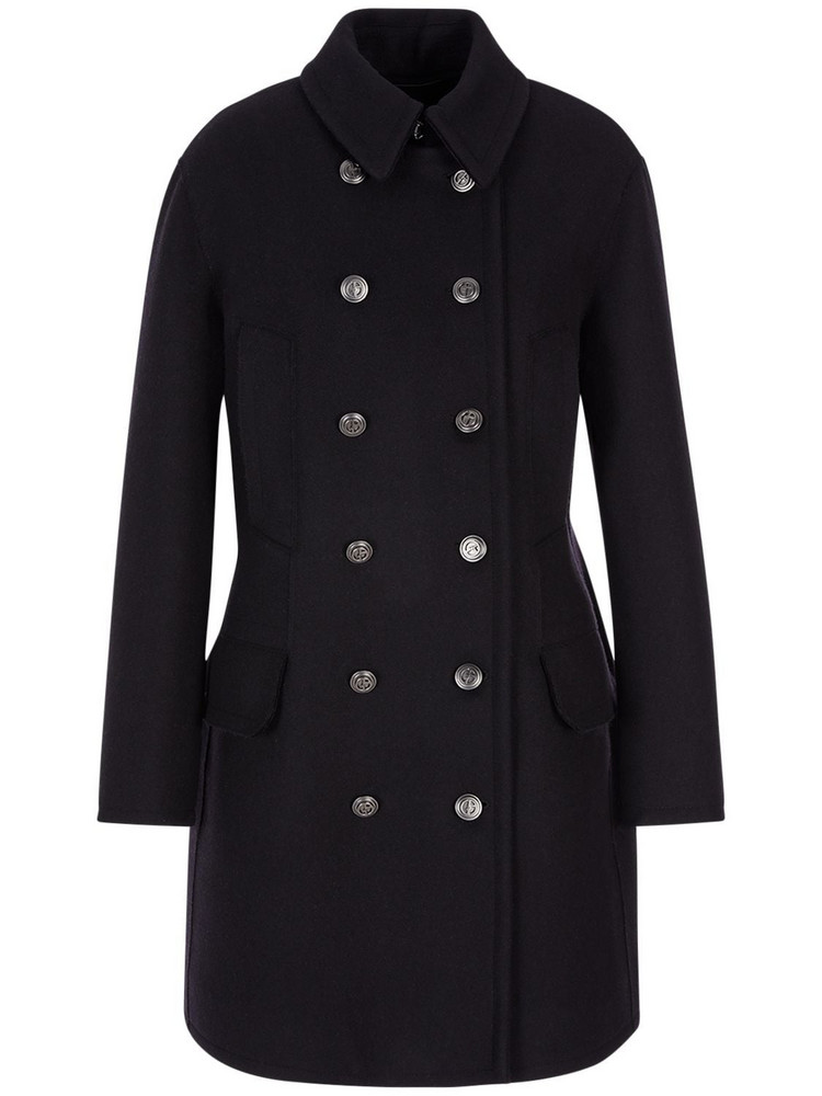 GIORGIO ARMANI Wool & Cashmere Double Breasted Coat in black