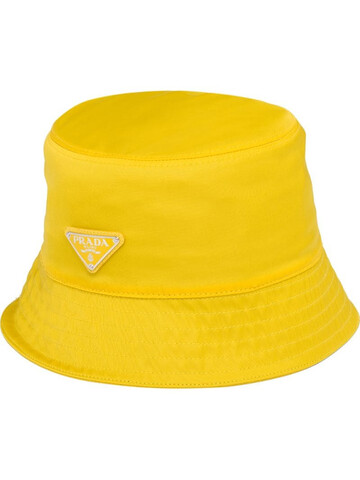 prada logo triangle bucket hat in yellow