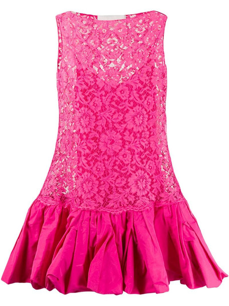 Valentino floral lace short dress in pink