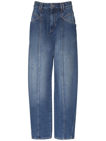 isabel marant vetan faded cotton denim straight jeans in blue