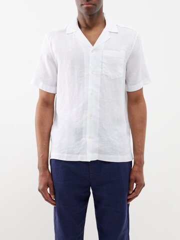 frescobol carioca - angelo cuban-collar linen shirt - mens - white