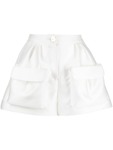isabel sanchis 3d-pockets satin mini shorts - white