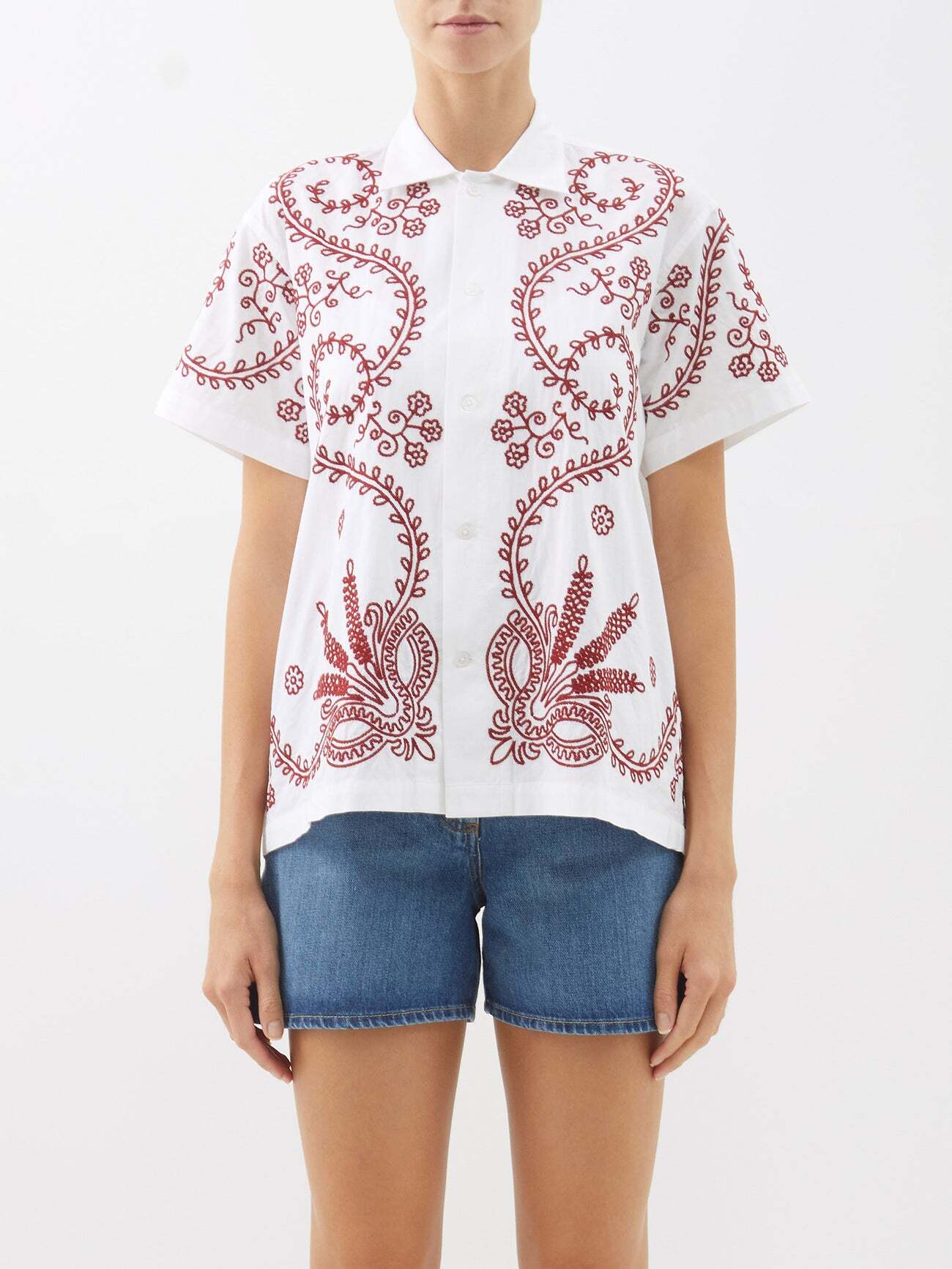 Bode - Pila Embroidered Cotton Shirt - Womens - Ivory Multi