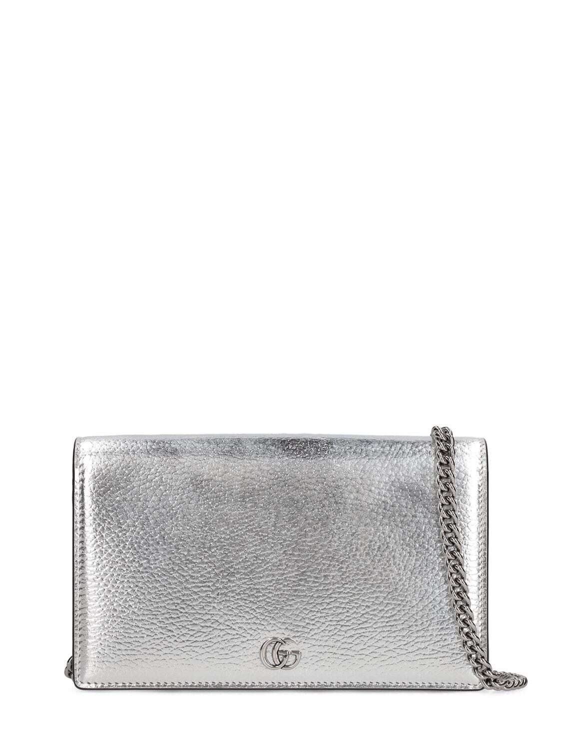 GUCCI Gg Petite Marmont Leather Bag in silver