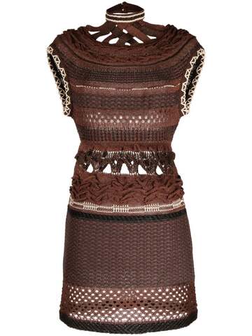 mame kurogouchi open-knit knitted dress - brown