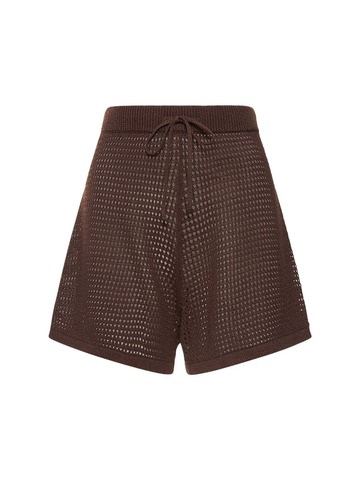 nanushka jael crochet shorts in brown