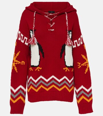 alanui for the love of penguins virgin wool hoodie in red