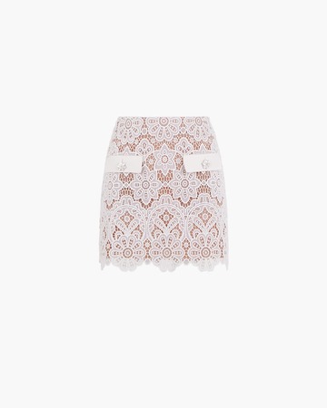 self-portrait Floral Guipure Lace Mini Skirt in ivory