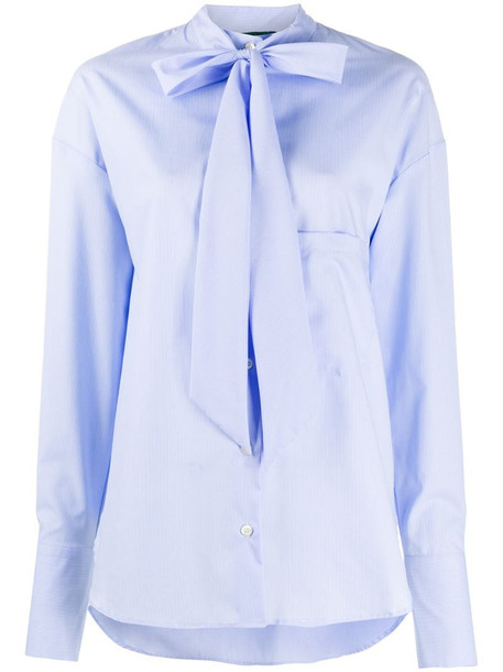 Jejia pussy-bow long sleeve shirt in blue