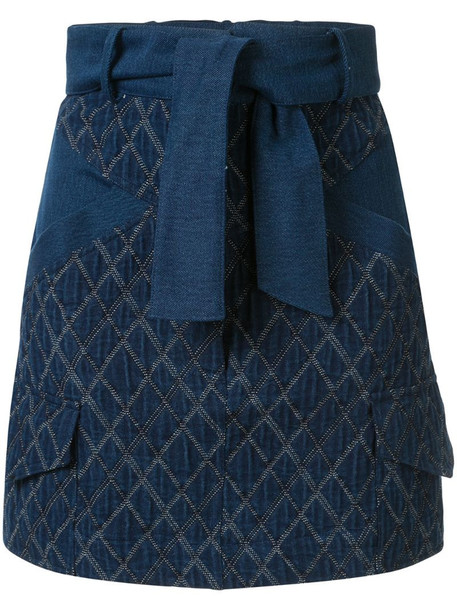 Manning Cartell geometric-pattern denim skirt in blue