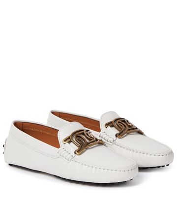 tod's kate gommino embellished leather loafers in white