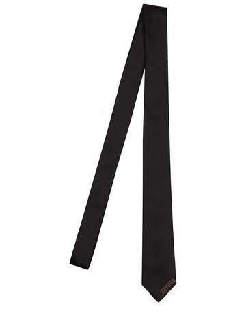 zegna 6cm silk jacquard tie in black