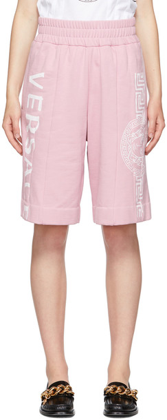 Versace Pink Medusa Logo Shorts