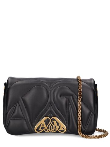 alexander mcqueen small the seal leather shoulder bag in black