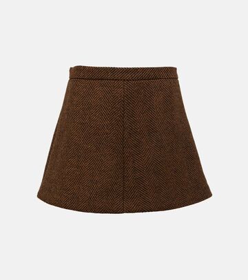 redvalentino high-rise wool shorts in brown