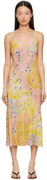 Marc Jacobs Multicolor 'The Bias Slip Dress' Dress in yellow