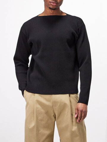 auralee - super hard twist ribbed-knit cotton sweater - mens - black
