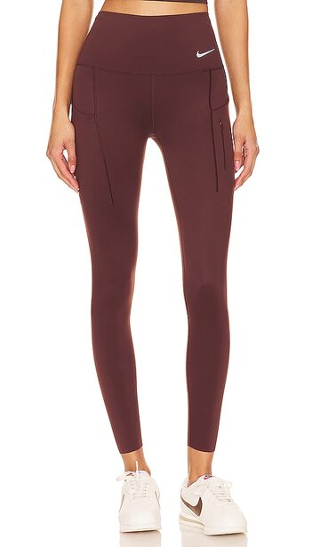 nike firm-support high-waisted leggings with pockets in chocolate in black