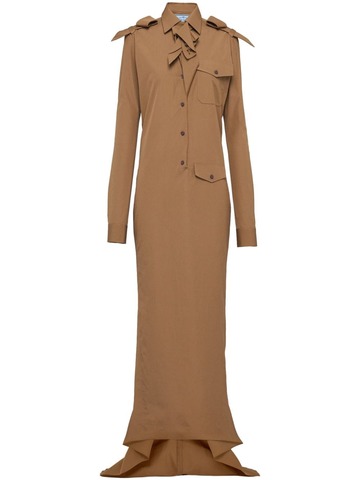 prada bow-embellished cotton dress - brown